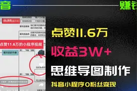 点赞11.6万收益3W，思维导图制作教程，抖音小程序0粉丝变现视频封面