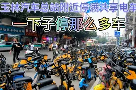 广西玉林汽车总站附近停满共享电车，一下子停那么多车，这咋回事视频封面
