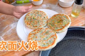 阿源用1斤面9两水在家做发面韭菜馅饼，皮薄馅多，柔软又好吃视频封面