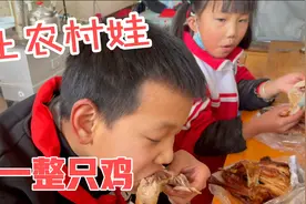农村娃上学辛苦，妈妈花50买俩鸡，哥哥全部吃完，妹妹馋得直咬嘴视频封面