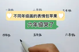 不同年级画的表情包苹果，六年级为啥哭了，创意简笔画，搞笑视频视频封面