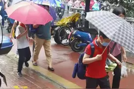 秋雨中的花雨伞图片