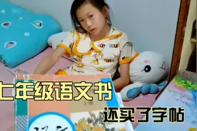 小梦琪整天无所事事看手机，妈妈借了七年级语文书，还买了字帖！视频封面