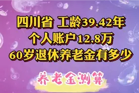 四川省，工龄39.42年，个人账户12.8万，60岁退休，养老金有多少视频封面