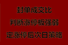 封单成交比，判断涨停板强弱，定次日交易策略视频封面