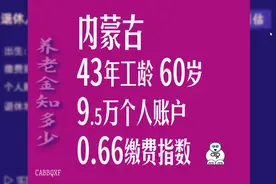 内蒙古，工龄43年，个人账户9.5万，60岁退休养老金计算视频封面