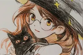 【土人教画】土人老师教画动漫彩铅画《戴眼镜的女孩》视频封面