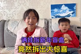 拆盲盒大挑战！宝妈送俩娃新年礼物，竟然拆出大惊喜，真相太有爱视频封面
