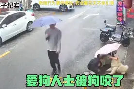 女子街边逗狗突遭撕咬满脸是血！被咬女子：是你的狗没有拴好！视频封面