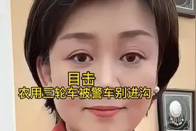 目击农用三轮车被警车别进沟，视频封面
