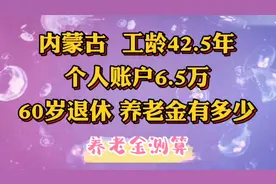 内蒙古，工龄42.5年，个人账户6.5万，60岁退休，养老金有多少视频封面