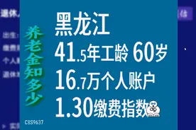 黑龙江，工龄41.5年，个人账户16.7万，60岁退休养老金计算视频封面