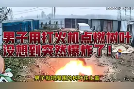 男子用打火机点燃树叶，没想到突然爆炸了！视频封面