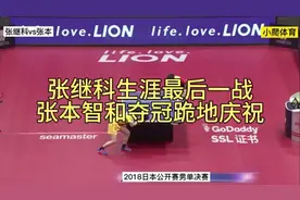 张继科生涯最后一战，张本智和夺冠跪地庆祝！视频封面