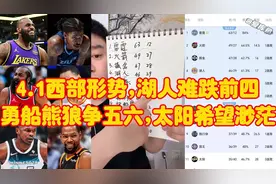 大史分析西部形势，湖人难跌前四，勇士快船灰熊森林狼争五六视频封面