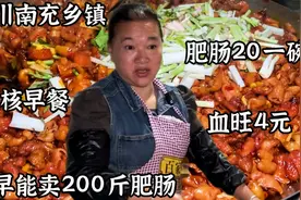 四川南充乡镇硬核早餐，肥肠20一碗，血旺4元，一早能卖200斤肥肠视频封面
