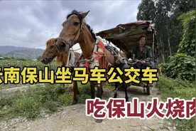 云南保山，坐2元马车公交车去吃火烧肉，人生第二次生吃猪肉视频封面