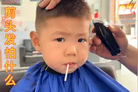见过剪头发这么酷帅的宝吗？叼个棒棒糖，全程淡定从容，霸气侧漏视频封面