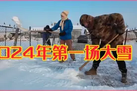 一夜雪不停，早起到处银装素裹，笤掃和锹全用上，一家三口扫雪忙视频封面