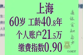 上海 个人账户余额21.5万 工龄40.8年 60岁退休金多少视频封面