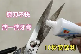剪刀钝了，滴上一滴牙膏，10秒钟剪刀变锋利，方法简单一看就会视频封面