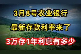 3月8号，农业银行最新存款利率：3万存1年利息能有多少？视频封面