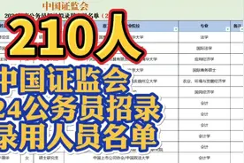 中国证监会2024年度公务员招录拟录用人员名单。210人！视频封面