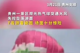 3月21日，贵州一景区观光热气球突遇大风，失控坠落湖面，7名游客被困，场面十分惊险！视频封面