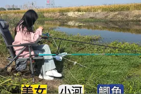 随机跟钓友去钓鱼，美女钓友带我钓小沟，鲫鱼连杆#钓鱼人 #钓鱼 #原来钓鱼才是抖音运动顶流 #化氏246号秋冬钓 #一味国民入门必备综合@大头爱喂鱼视频封面