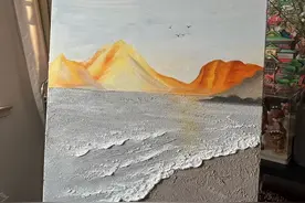 日照金山肌理画教程 今天这幅加一点点难度，一起DIY装饰画吧#肌理画 #丙烯画 #纯手绘 #家居挂画 #装饰画