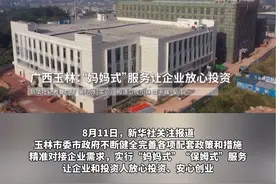 8月11日，新华社关注报道，玉林市委市政府不断健全完善各项配套政策和措施，精准对接企业需求，实行“妈妈式”“保姆式”服务，让企业和投资人放心投资、安心创业#玉林#新闻视频封面