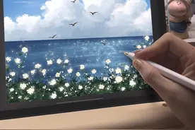 晴空碧海 procreate 超简单绘画过程～ipad 插画 注：文字前方有此“🔵”标志表明需要新建图层再画哦！ #零基础学画画 #治愈系风景 #一学就会系列 #ipad绘画 #procreate绘画视频封面