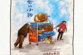 每次爷爷奶奶摆完摊推车回家， 狗狗都会用尽全力帮老主人拉车，它四肢紧绷，身体前倾 ，那股子认真劲儿仿佛在向世界宣告它的力量与忠诚！#狗狗 #小狗治愈世界 #治愈系 #画一个故事 #艺术在抖音 @DOU+上热门视频封面