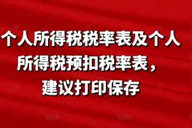 个人所得税税率表及个人所得税预扣税率表，建议打印保存图片