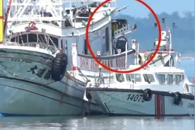 我海警强势出手扣押台湾渔船，台海巡在现场，还敢进大陆12海里？图片