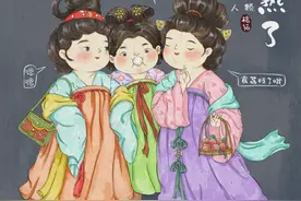 Q版胖胖小仕女，胖嘟嘟的也一样可爱 #插画图片