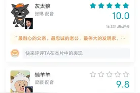 虎扑评分 灰太狼10.0分第一 美羊羊仅2.8分 热评看笑了图片
