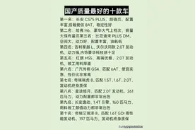 国产质量最好的十款车，终于有人整理好了，看下你家爱车是哪款？图片