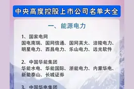 中央高度控股的上市公司名单大全，值得关注收藏图片