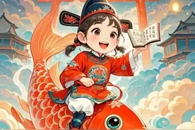 头像：孩子骑鲤鱼跃龙门，愿您孩子逢考必过，金榜题名，光宗耀祖图片