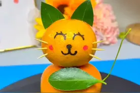 转需！如何用桔子做小猫咪图片