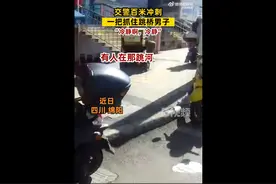交警百米冲刺一把抓住跳桥男子 ，与众人合力将其救起图片