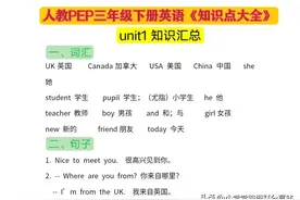 三年级英语下册《知识点大全》🔥分单元梳理，内容细致全面图片