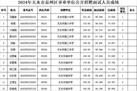 天水市各县区2024年事业单位公开招聘工作人员成绩公布图片