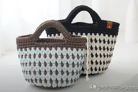 养眼的双色小包，简单易学一天一个，双色提花小手拎桶包教程图片