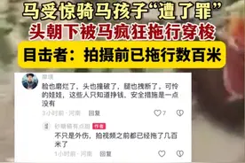 恐怖一幕！马受惊骑马孩子被马拖行数百米据网友说孩子疑似死亡。图片
