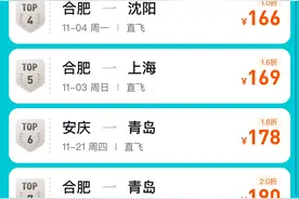 部分票价低至一折！合肥飞往国内多个热门目的地价格下降图片