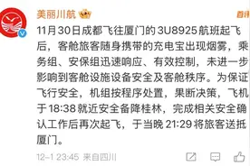 机上充电宝突然冒烟，成都飞往厦门的航班备降桂林，川航回应图片