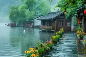 时光煮雨，岁月缝花，一滴雨，映照山河，二两风，清心气爽图片
