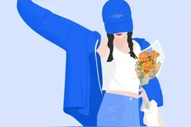 情侣头像，治愈蓝色系卡通插画图片